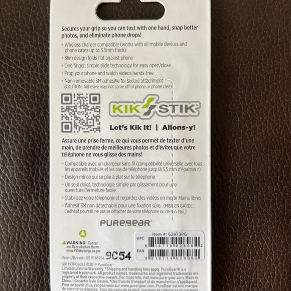 NWT Pure Gear Kik Stik Grip & Kickstand Works With All Mobile Devices - Picture 2 of 2